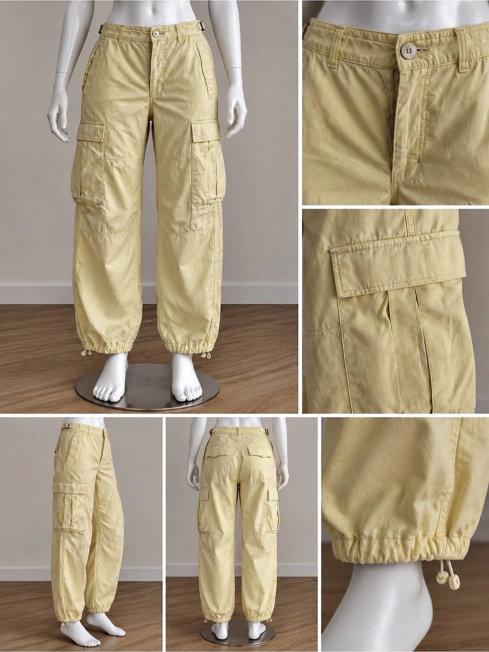 Aritzia TNA Butter Yellow Cargo Pants Utility Parachute Style Size 10